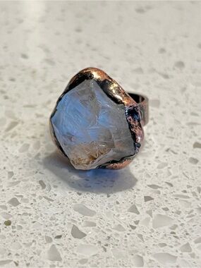 Retro Style Natural Crystals Cluster Big Statement Adjustable‎ Ring